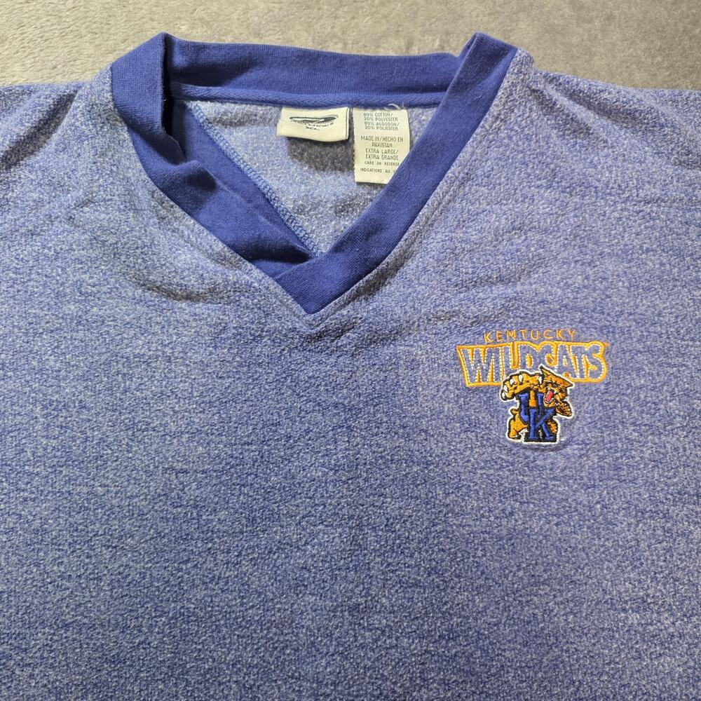 Kentucky Wildcats Sweatshirt Mens XL Blue NCAA Basketball Logo V Neck Pro Edge